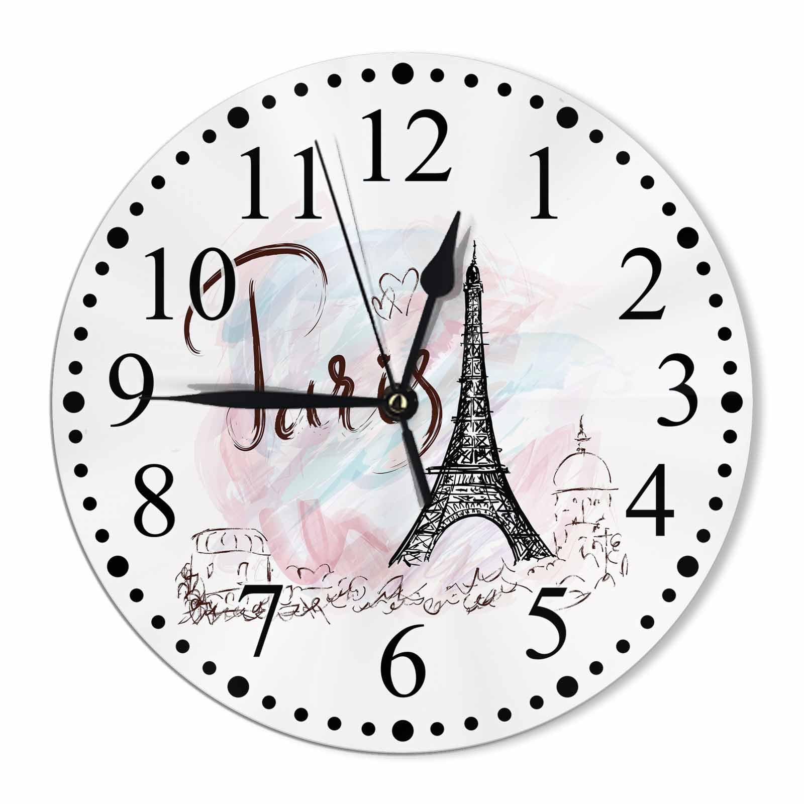 Horloge murale tour Eiffel 25,4 cm silencieuse pour salon et chambre