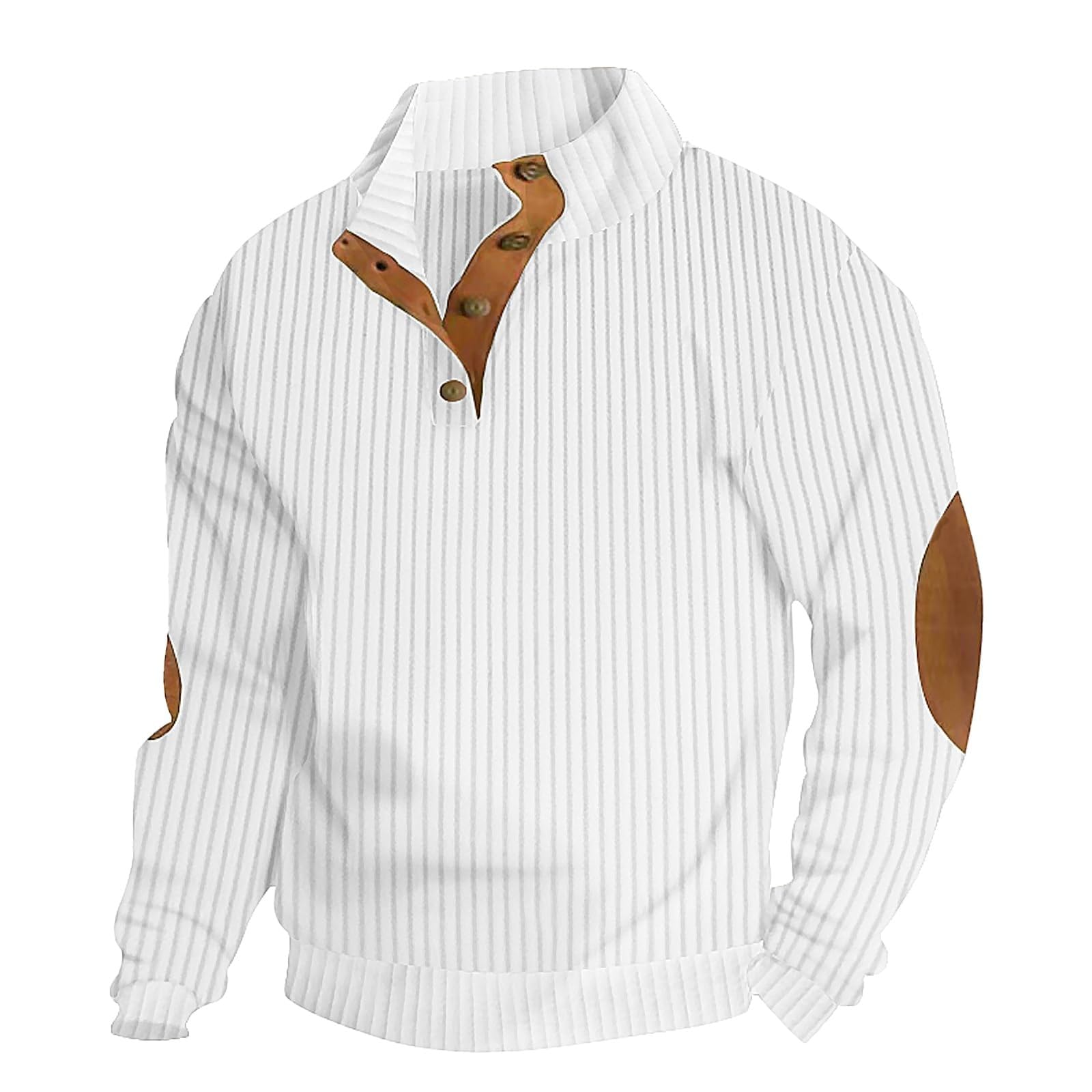 Conjunto de chándal para hombre, con botones a rayas, parches en los codos, pantalones deportivos de pierna recta con cordón, conjunto completo de 2 piezas, sudadera suelta y pantalones de chándal