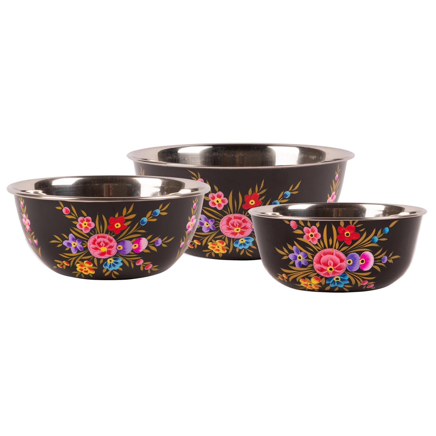 Billy Can Carbon Pansy 3Pc Stainless Steel Camping Bowl Set - Reusable Picnic Party Pasta Food Dinner Serving Dinnerware Crockery Dishes - By Billycan