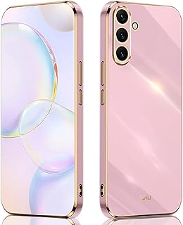 Case for Samsung Galaxy A35 5G, Simple Solid Color Back Electroplated Gold Edging Design Soft TPU Shockproof Protective Ultra-thin Phone Case Cover (Purple)