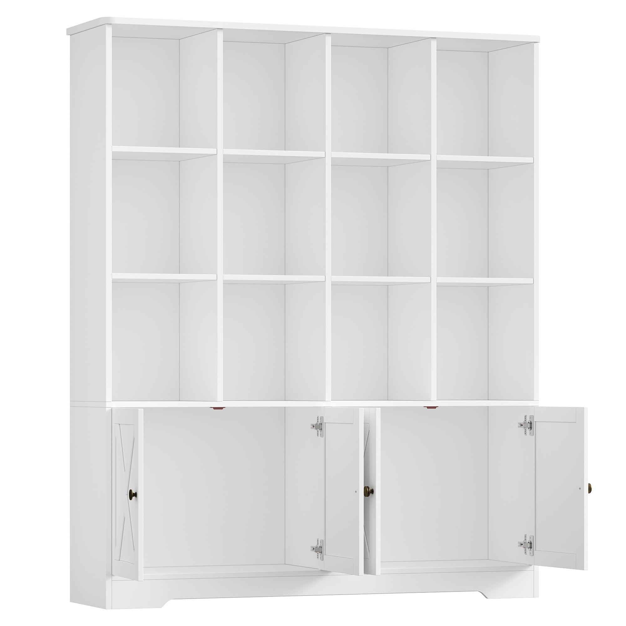 FirFurd 144.8cm Libreria, Libreria da Parete a 12 Scomparti, Bianco