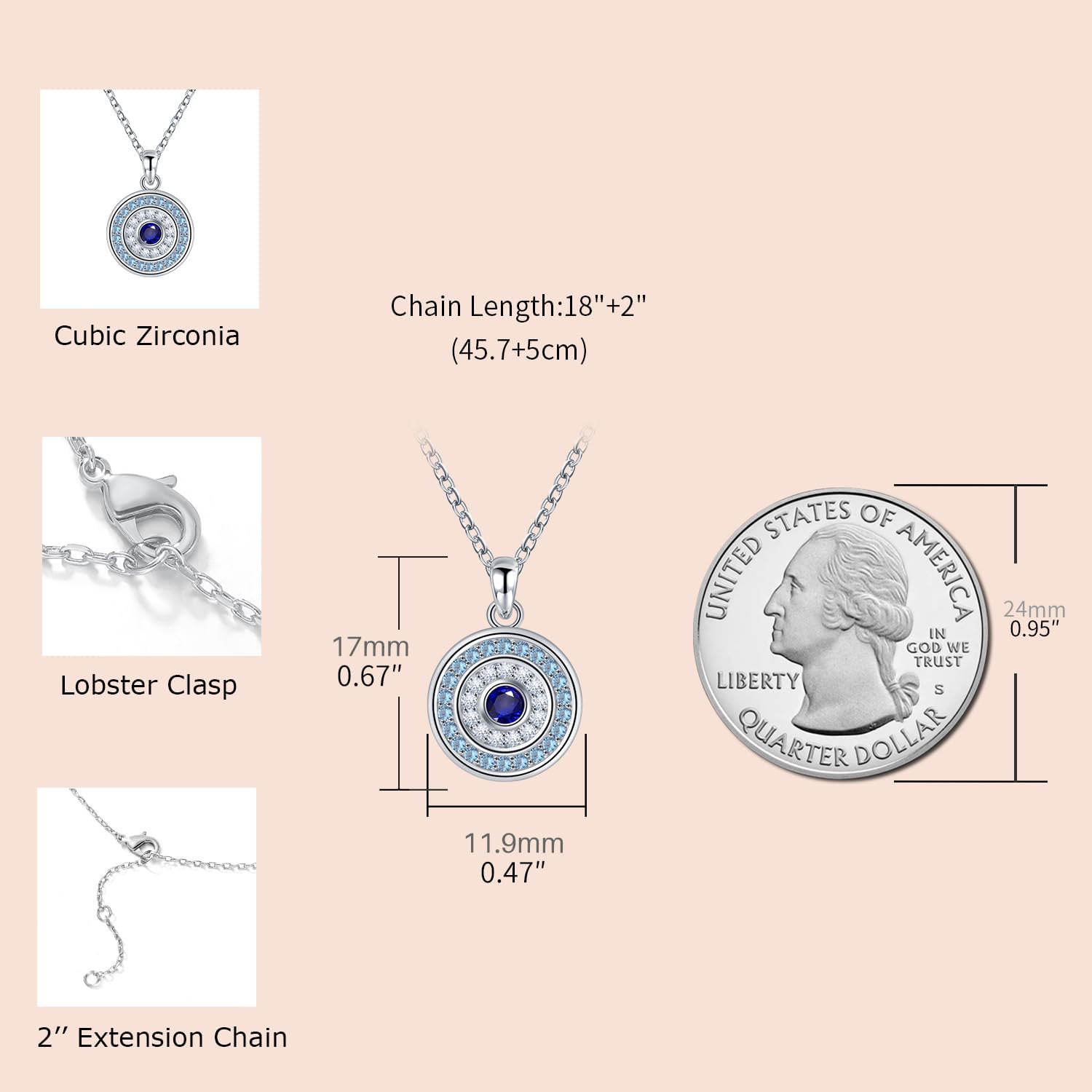 White Gold 14K Gold Plated Necklaces for Women Evil Eye Necklace for Women Girls Evil Eye Hamsa Hand of Fatima Pendant Necklace Good Luck Necklace Jewelry - Image 4