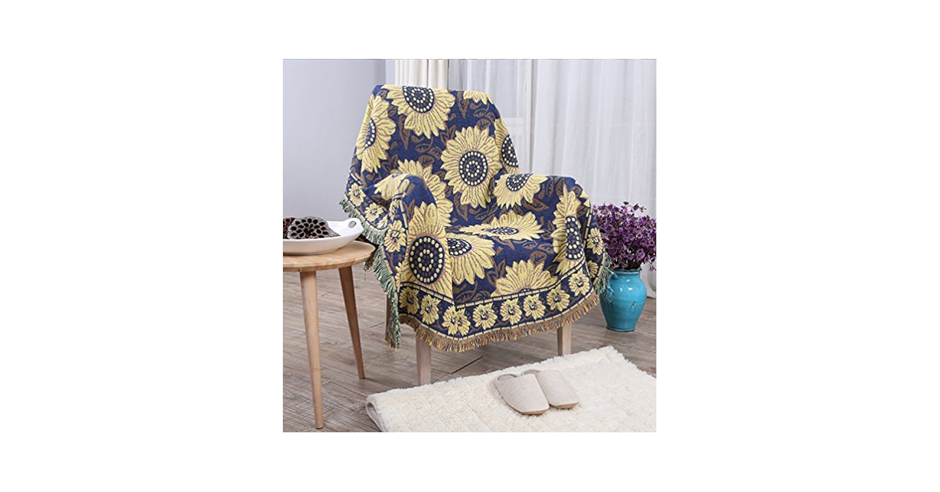Amazon.com: Sunflower Throw Blanket Tassels Tapestry Woven