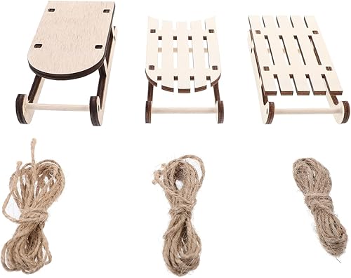 jojofuny 12 piezas de adorno de trineo de Navidad, decoración de madera, manualidades de madera, decoración del hogar, trineo en miniatura,