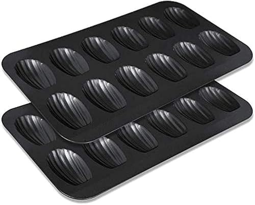 Miniatura 2 de qiuqiu SODIAL - 2 paquetes de moldes antiadherentes Madeleine, 12 moldes para Hornear con CáScaras, moldes de chocolate antiadherentes para Horno