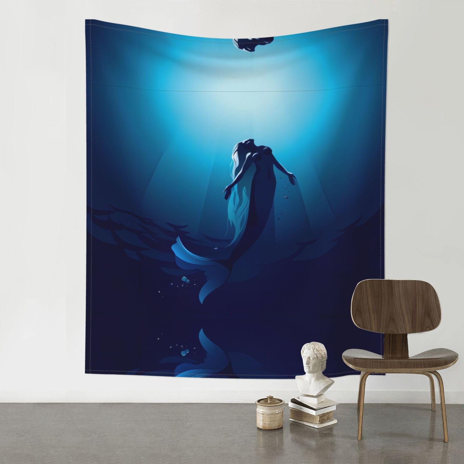 YYHHAOFA Blue Mermaid Prints Wall Tapestry 60x51in – Boho Chic Dorm Decor, Beach Throw, & Versatile Home Accent