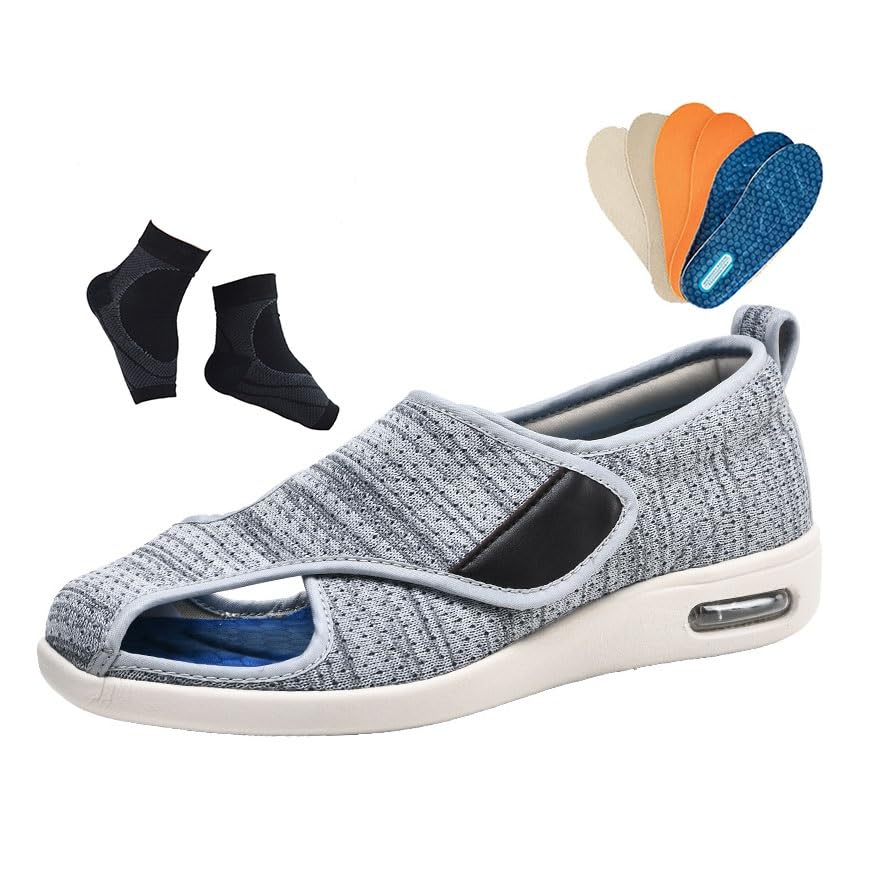 Men Diabetic Sandals Adjustable, Mens Open Toe Non-Slip Swollen Feet Adjustable Walking Diabetic Sandals, Casual Orthotic Plantar Fasciitis Shoes, for Elderly Arthritis Pain Relief