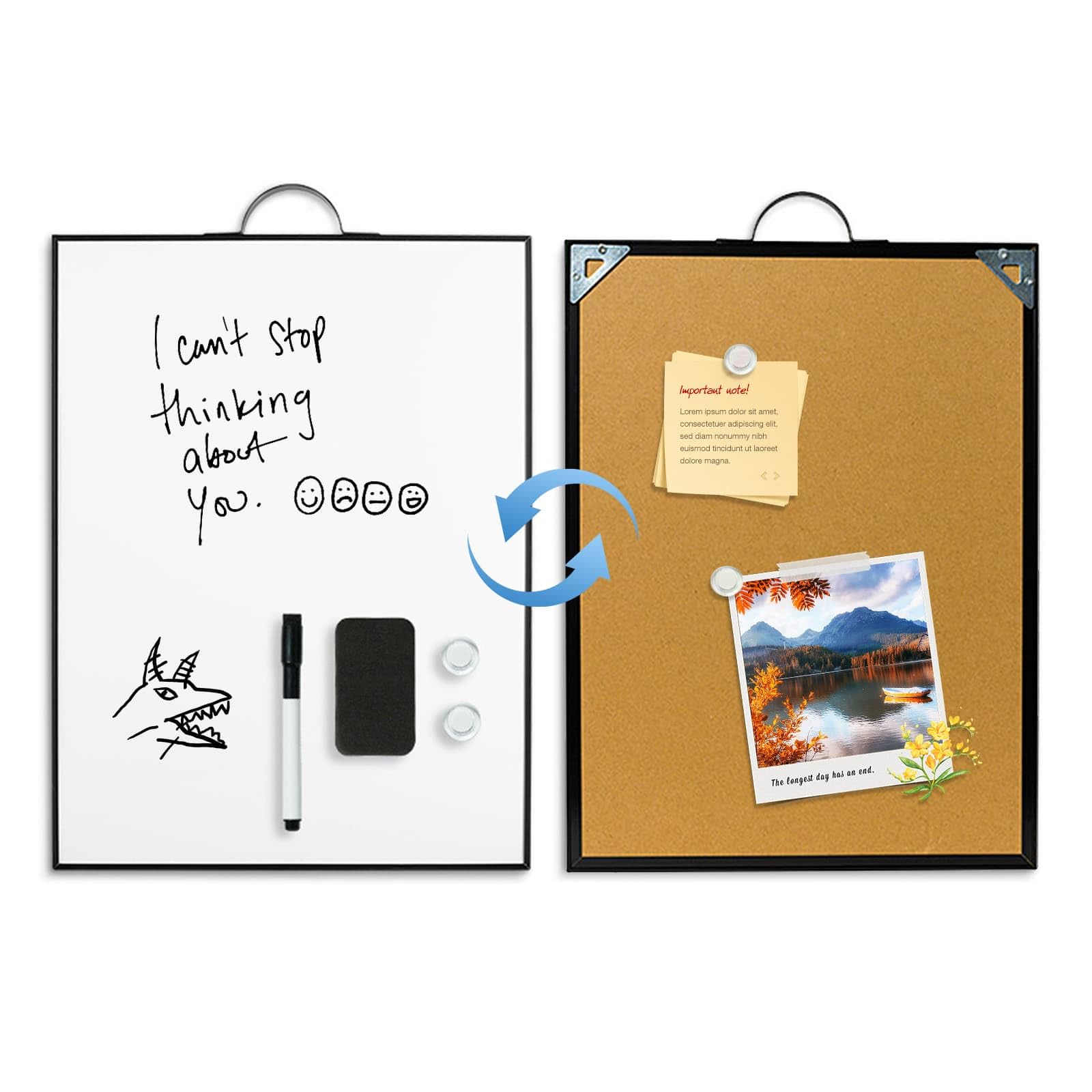 Small Whiteboard for Wall, 40 x 30 cm Magnetic Dry Erase White Board
