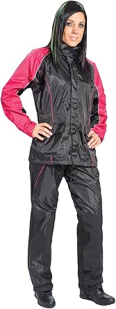 Joe Rocket RS2 Womens 2-Piece Motorcycle Rain Suit (Black/Pink, Large)