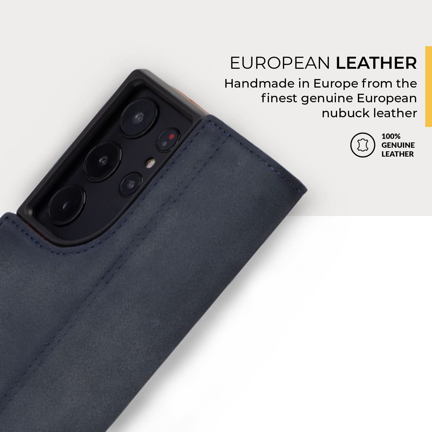 Snakehive Samsung Galaxy S23 Ultra Leather Case | Genuine Leather Wallet Phone Case with Card Holder | Flip Folio Case/Cover with Stand | Compatible with Samsung Galaxy S23 Ultra | (Navy)