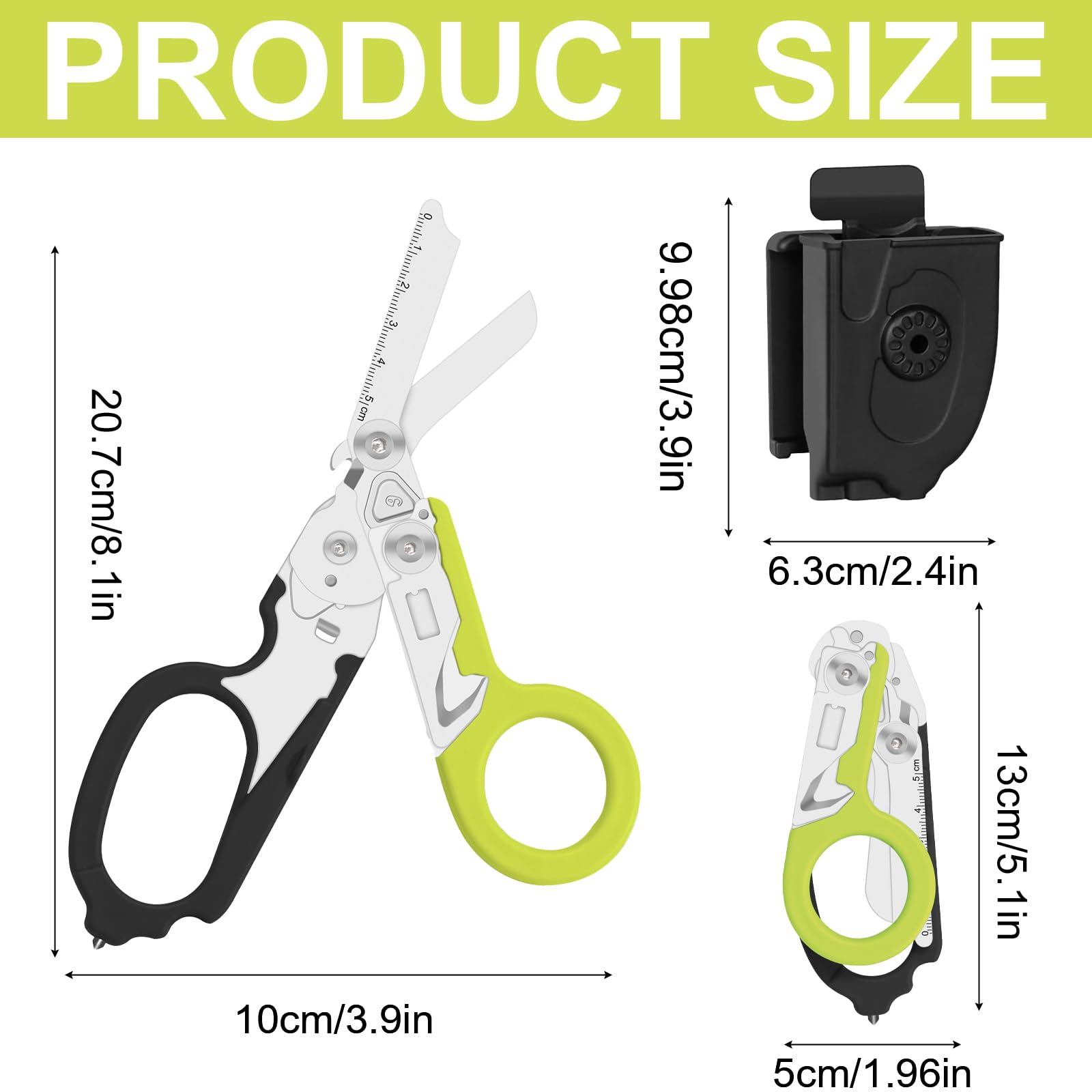 Ziyero 6 in 1 Raptor Response Emergency Shears, Tough Cut Scissors, Multi Tool Pliers Shears - Image 2