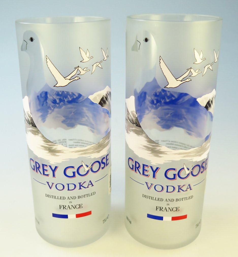 Grey Goose glasses, hand cut, 24 oz, 750 ml, set of 2