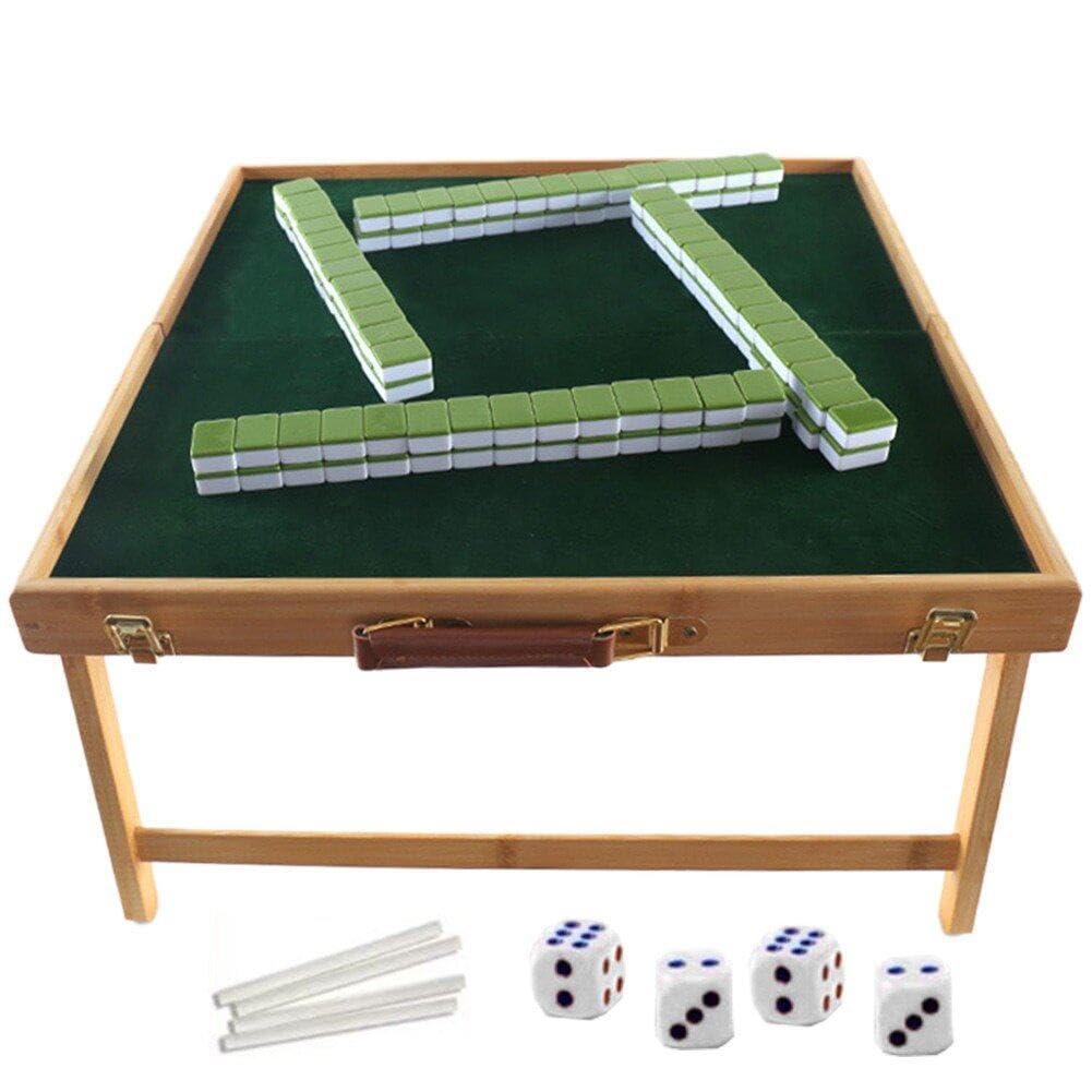 Ensemble de Mahjong chinois de 144 pièces avec table de salon compacte