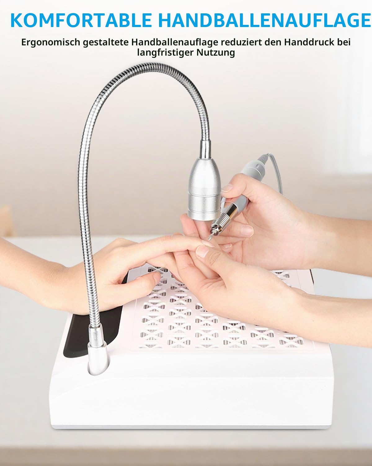 4-in-1 Nagelmaschine 30000 U/min mit Staubsauger LED & Armauflage