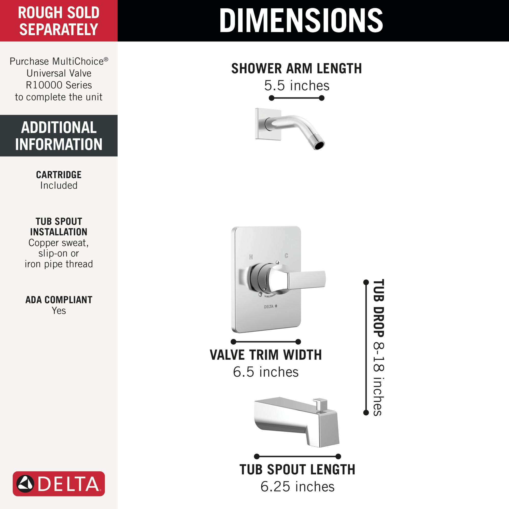 Delta Faucet Velum Duscharmatur-Set In Schwarz – Einzelfunktion, Mit Touch-Clean