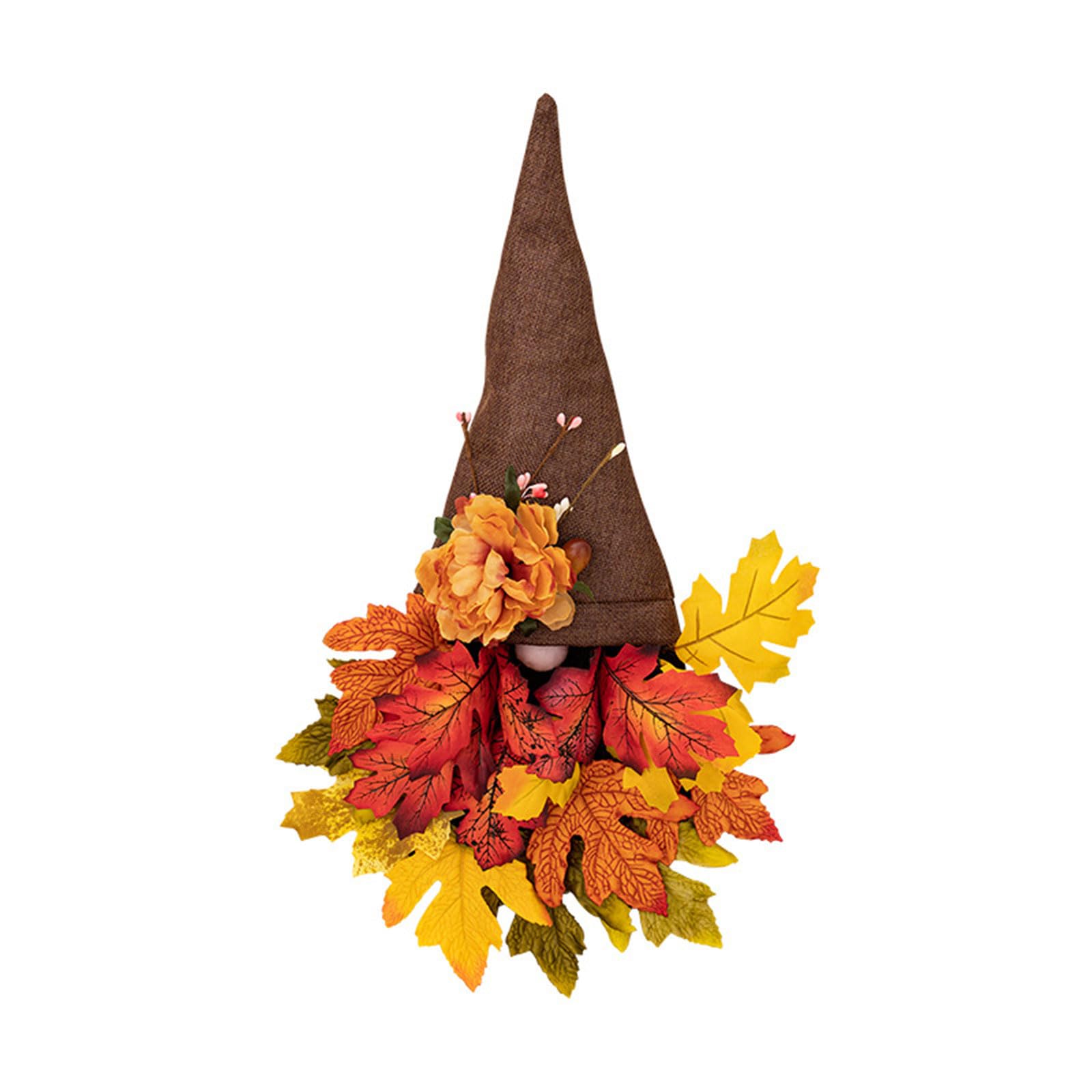 Carotoe Multicolor Autumn Maple Hat Wreaths For Front Door Halloween Garland Decorations Thanksgiving, Autumn Harvest Wreath Garlands Dark Maple Hat Door Hanger