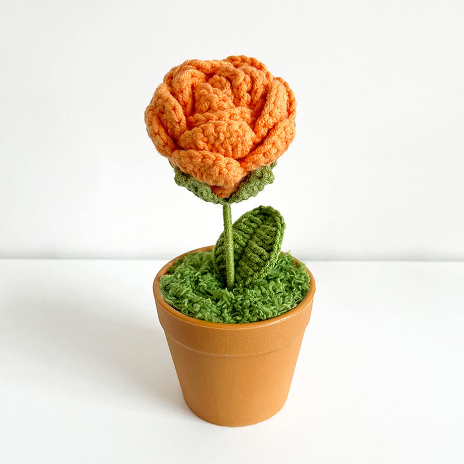 Nucelit Handwoven Bouquet Potted Knitted Floral Ornament Supplies for Wedding Birthday Dining Table Decoration Present Knitted Bouquet