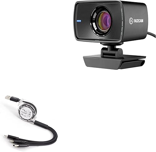 Miniatura 1 de BoxWave Cable compatible con Elgato Facecam - AllCharge miniSync, cable USB portátil, retráctil, negro azabache