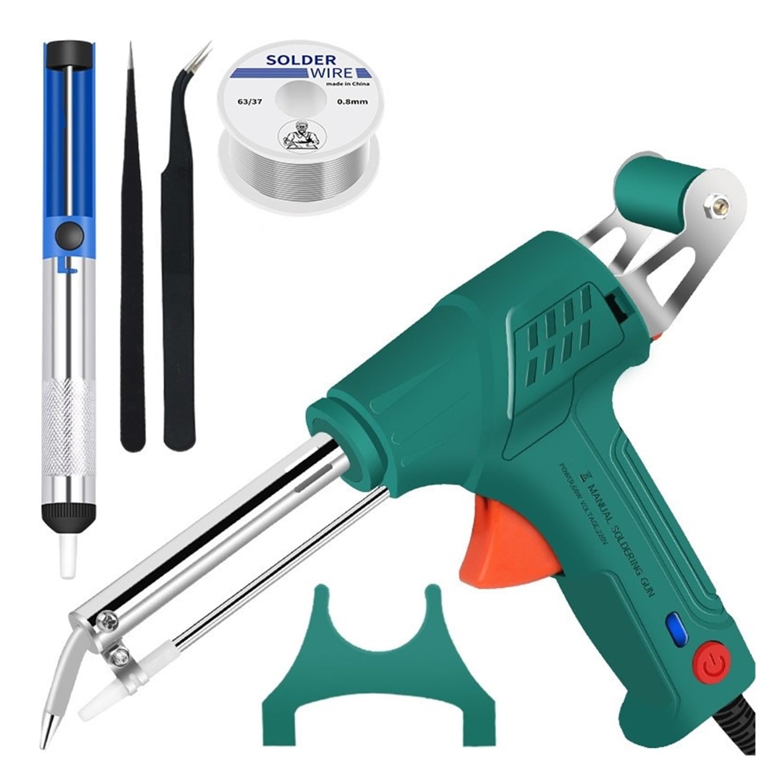 Pistola Manuale For Stagnatura Ad Alta Potenza Kit Di Riparazione Saldatrice For For Saldatura A Stagno Riscaldamento Preciso(Green5-piece set)