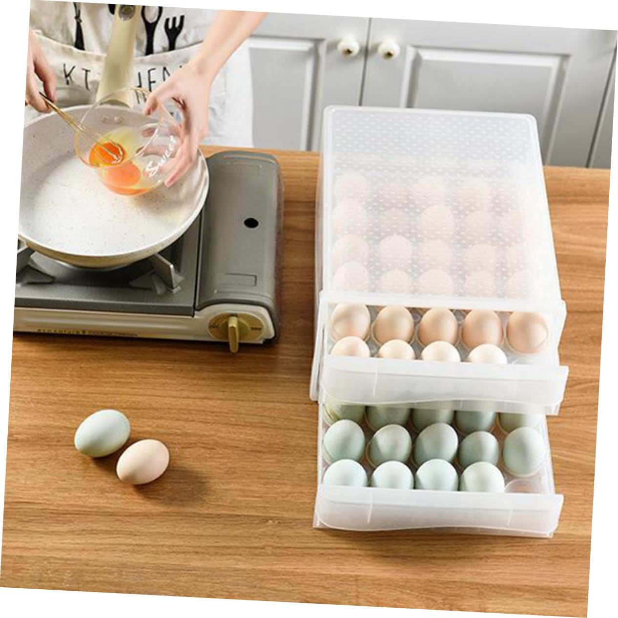 Gadpiparty 60grids Egg Tray for Refrigerator Egg Organizer for Fridge Plastic Storage Box
