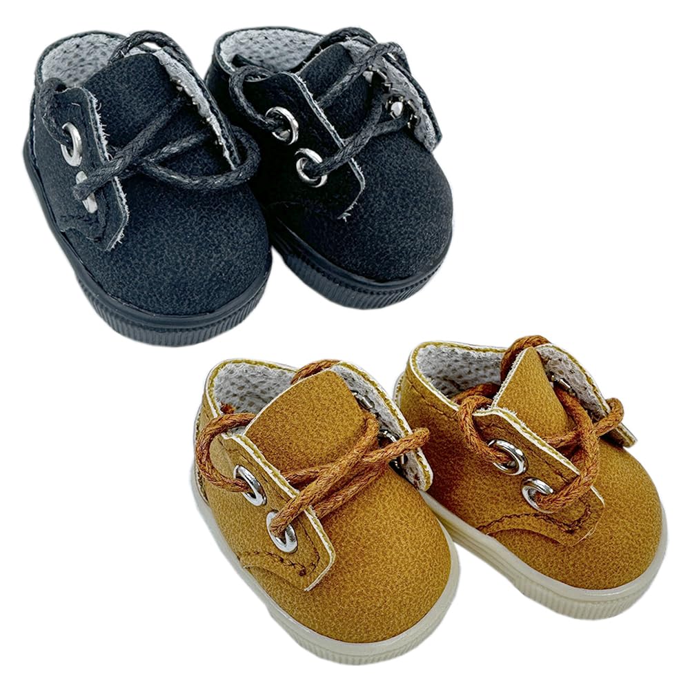 niannyyhouse 10cm Doll Shoes Length 3.8cm 4in Plush Doll Dress Up (Black+Khaki)