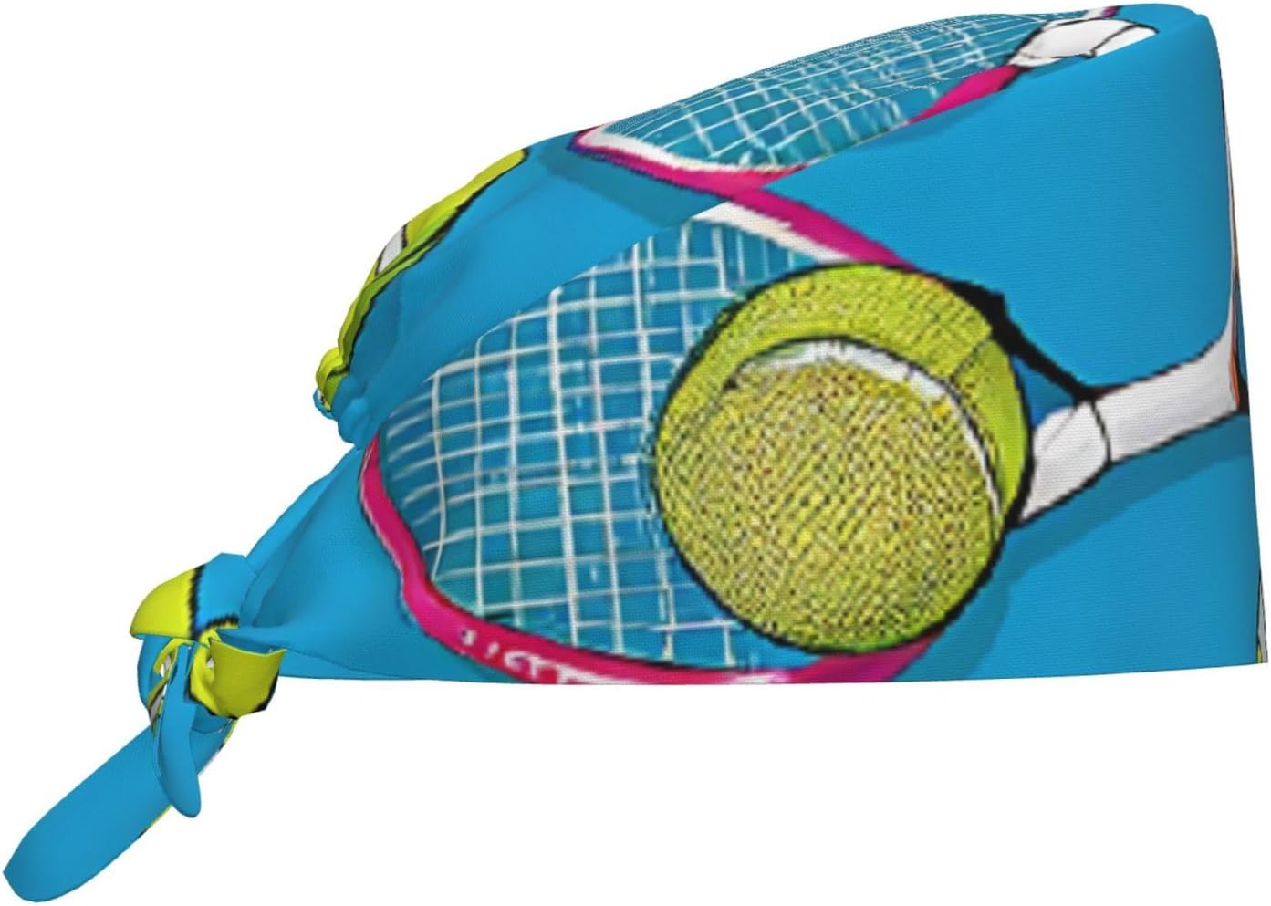 Funny Tennis Racquets and Tennis Ballsfull Width Printed Breathable Work Cap, Soft and Skin Friendly, Lightweight and Portable for Travel, Adjustable and Not Stuffy Black