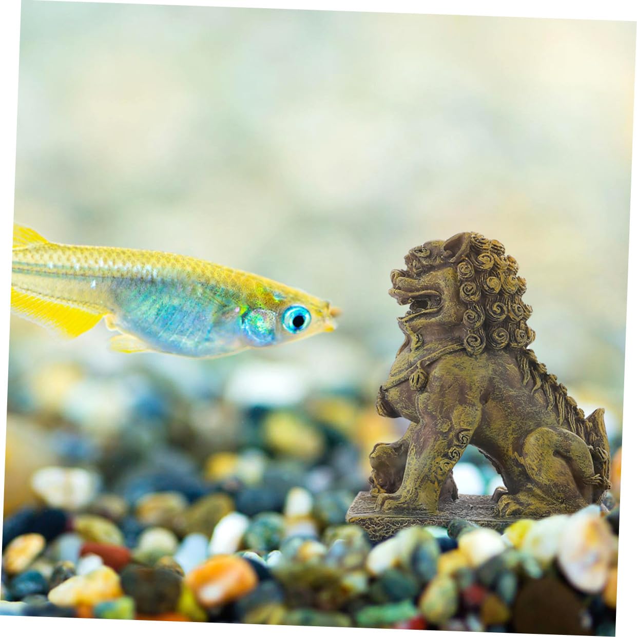 VANZACK 2pezzi Decorazione per Acquario Scultura di Leone Realistica da Ornamenti per Ambienti Zen e Pesci Simbolo di e Prosperità
