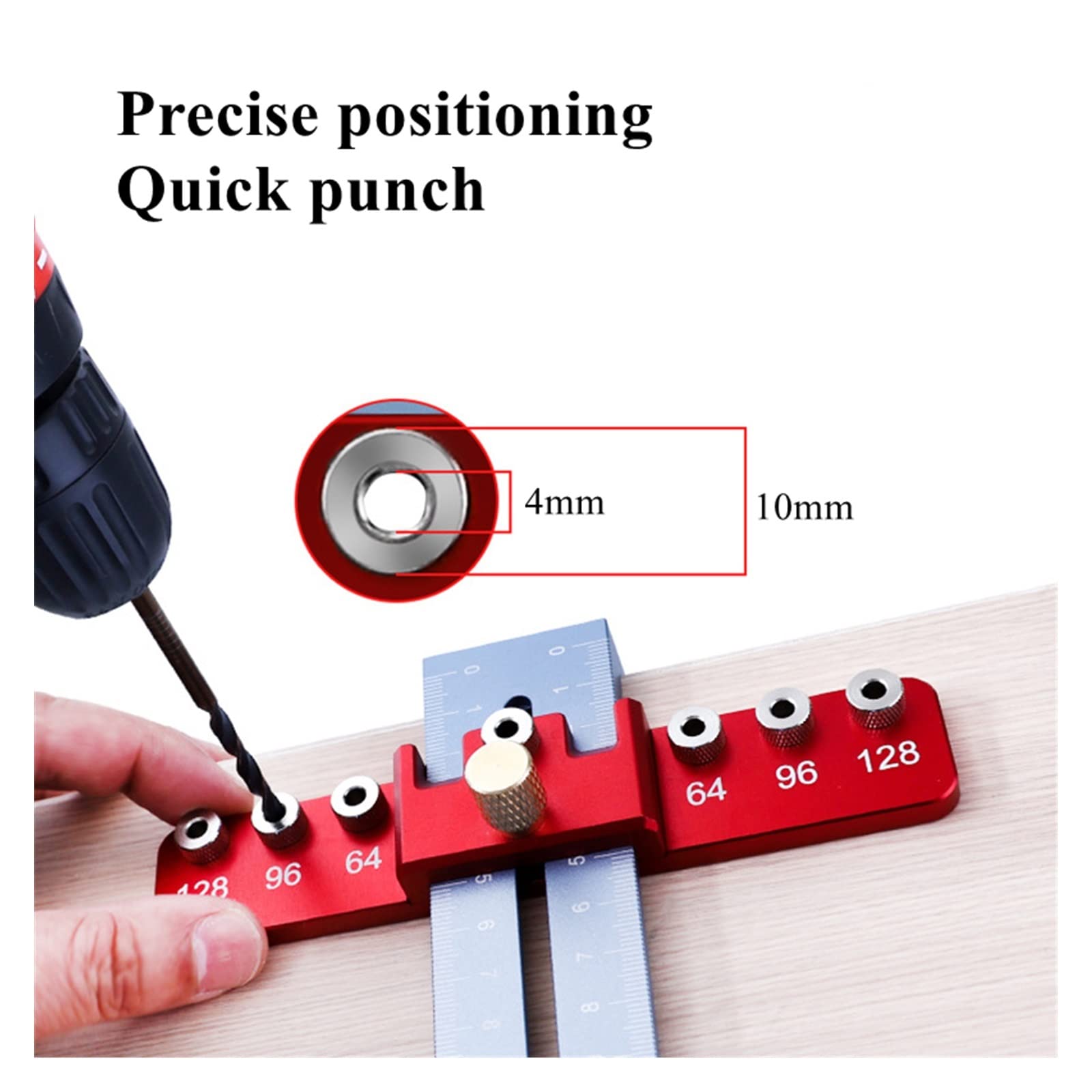 Guida for trapano Modello di localizzatore di punzoni Righello Localizzatore di fori for la lavorazione del legno regolabile for maniglie di armadietti e tiri Strumento di perforazione