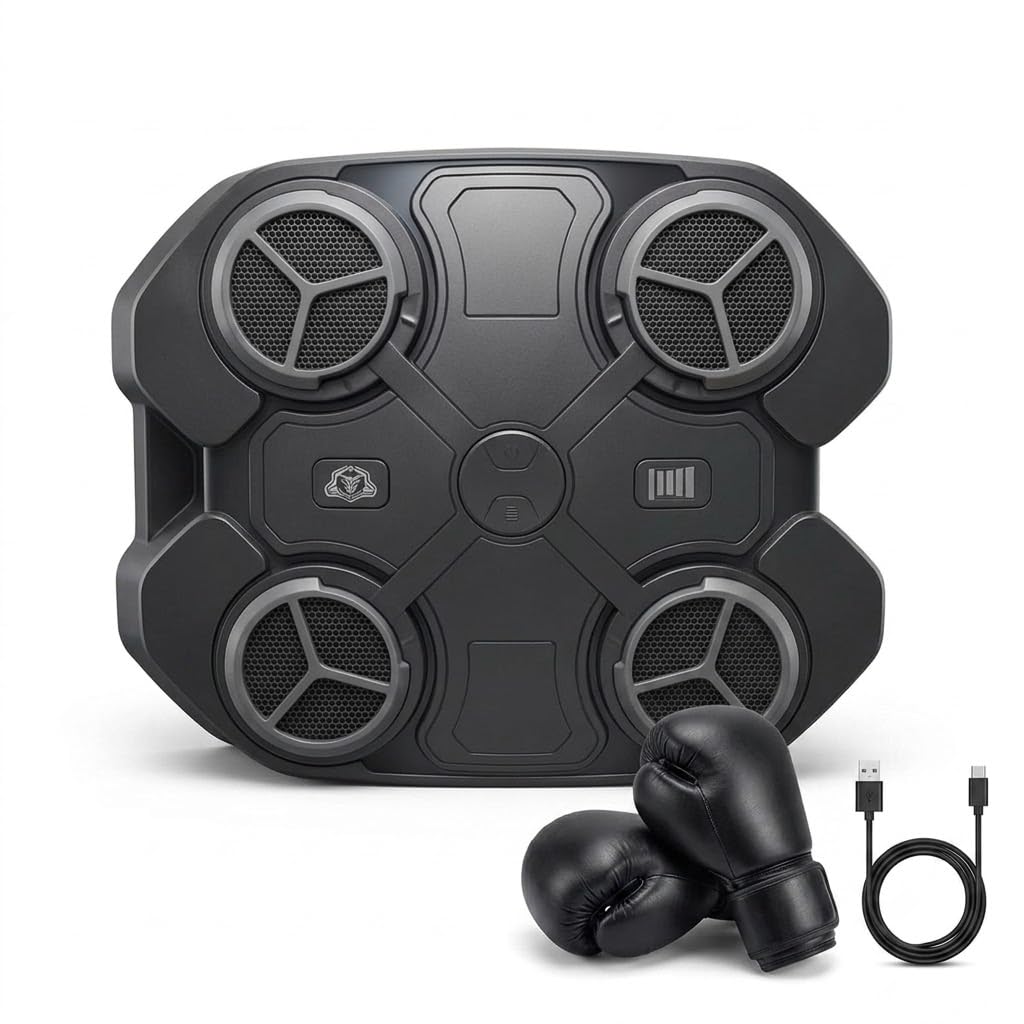 drumstone wall-mounted smart music boxing machine with 6 led punch pads, bluetooth speaker, rhythm boxing trainer and fitness punching target for home workouts