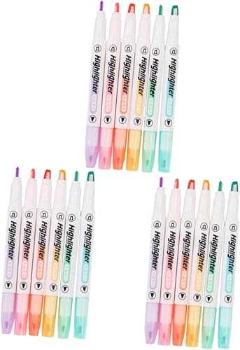 Ciieeo Rotulador 18 Uds., rotuladores pastel, rotuladores de colores, rotuladores fluorescentes, rotuladores de doble cabeza, lápiz de plástico para