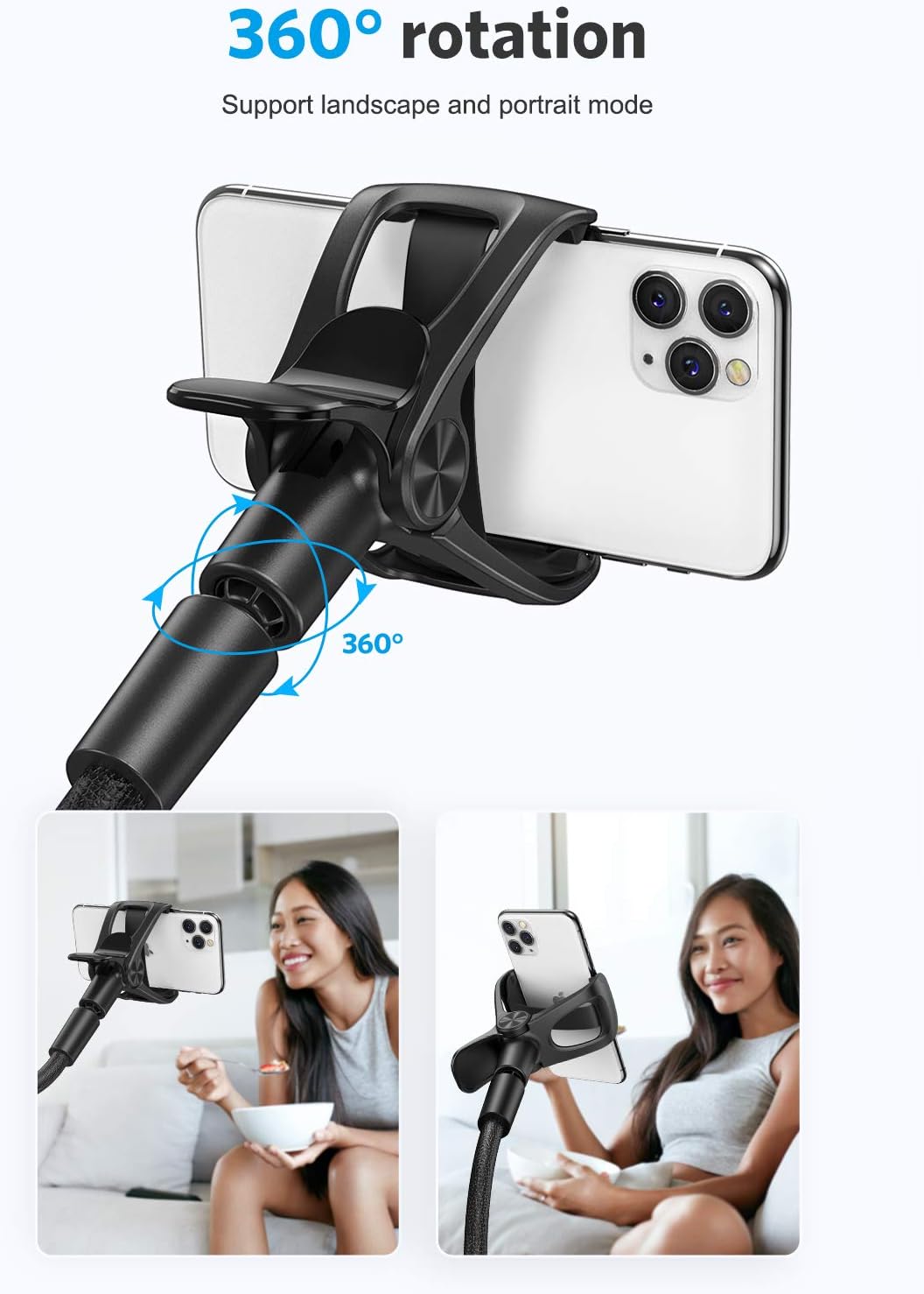 Suреr Chеар 🛒 Gooseneck Phone Holder, OMOTON Lazy Phone Stand with Flexible Long Arm and Bracket Grip for iPhone 13 Pro/12 Pro Max/X, Sumsung S20/ S10, Nintendo Switch and Other 4.0-6.7 Inch Devices, Black