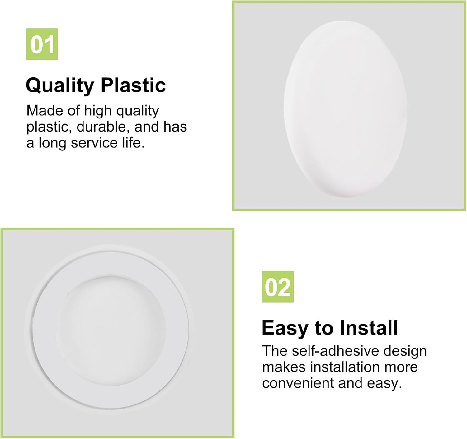 Round Wall Cover Plate 2Pcs 3.54" Plastic Screwless Blank Cover Plates Adhesive Electrical Covers for Wall Holes, Exposed Wires (White) image 4