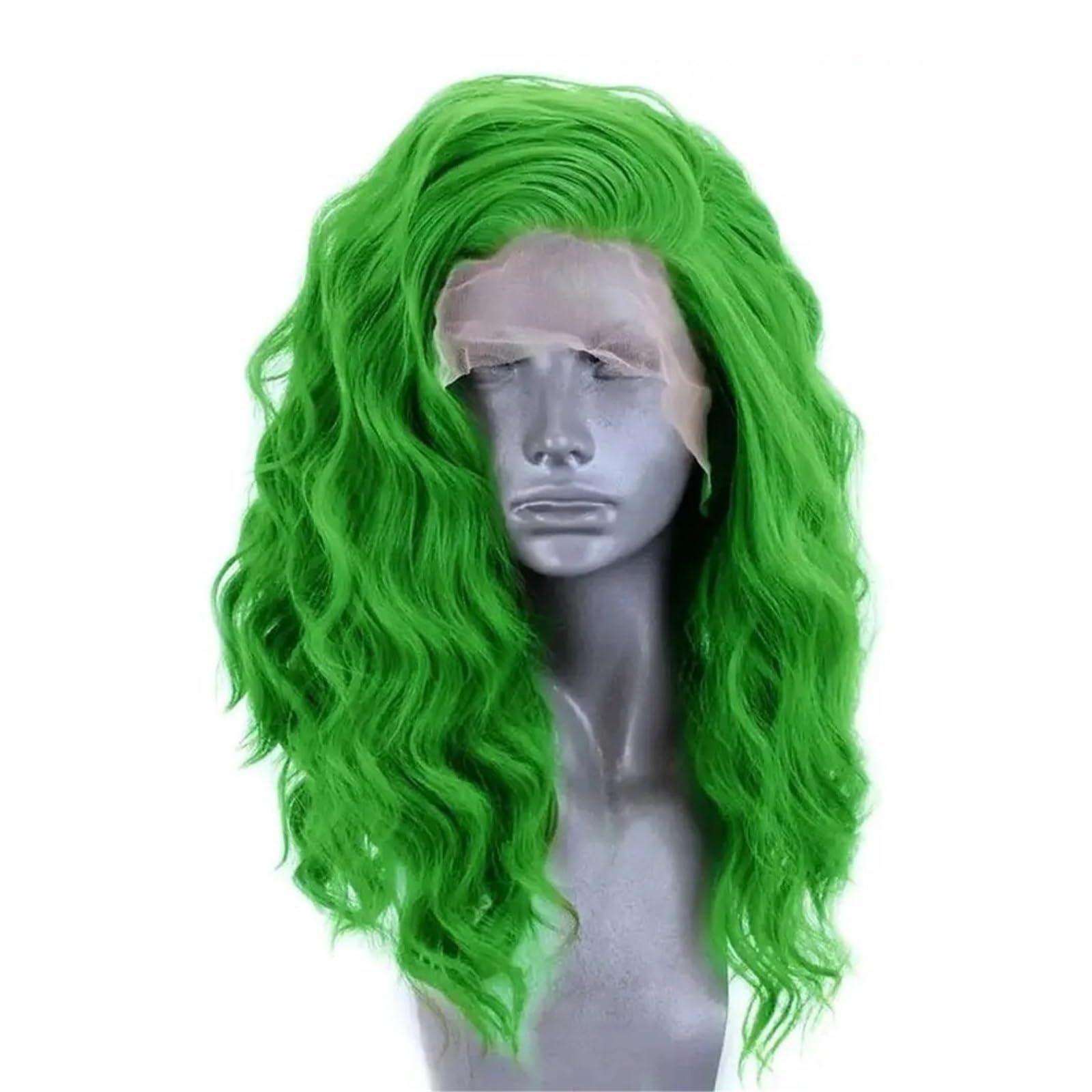 Włosy syntetyczne Peruka syntetyczna średniej długości Zielona fala wodna Odzież na co dzień Hairline Cosplay Koronkowe peruki z przodu Peruki dla kobiet(20inches)