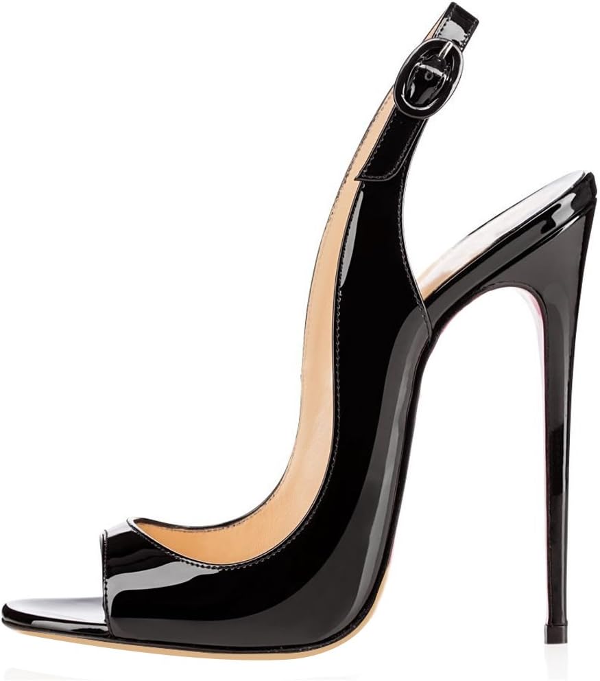 Elashe Women High Heels Pumps | Slingback Party Wedding Pumps | Peep Toe Stiletto | 12cm Elegante Sandals