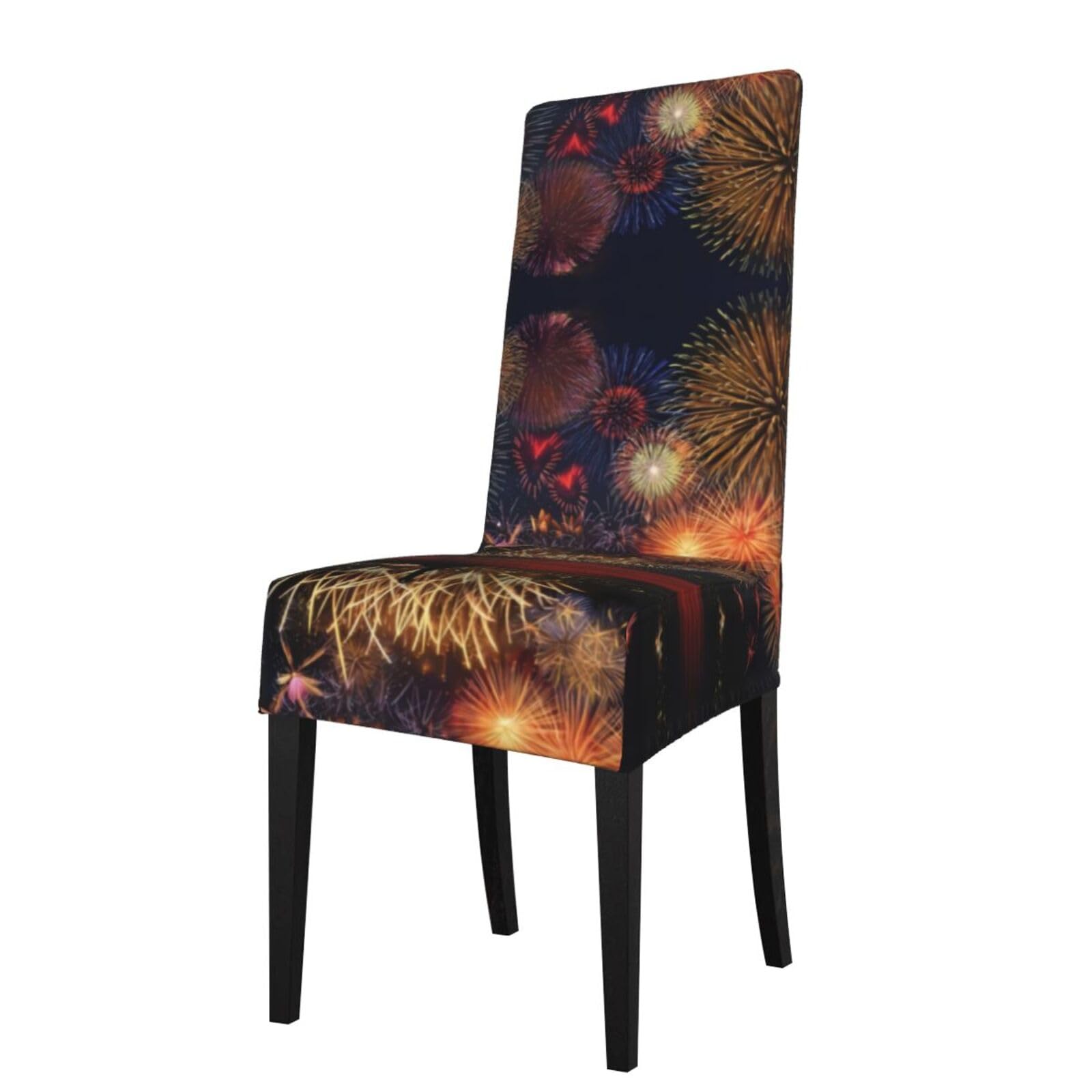 Yyhwhjde Black Fireworks Prints Protection Cover For Dining Chair – Stretch Slipcovers For A Fresh, Refreshed Dining Room Look!