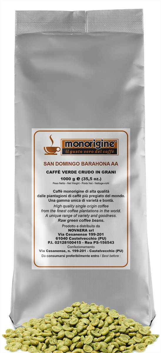 Caffè Verde Arabica in grani Santo Domingo Barahona AA - 1 Kg - Caffè Monorigine Arabica 100%