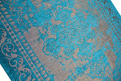 Moderner Teppich Designer Teppich Orientteppich Wohnzimmer Teppich mit Bordüre in Türkis Beige Größe 80x150 cm – Bild 4