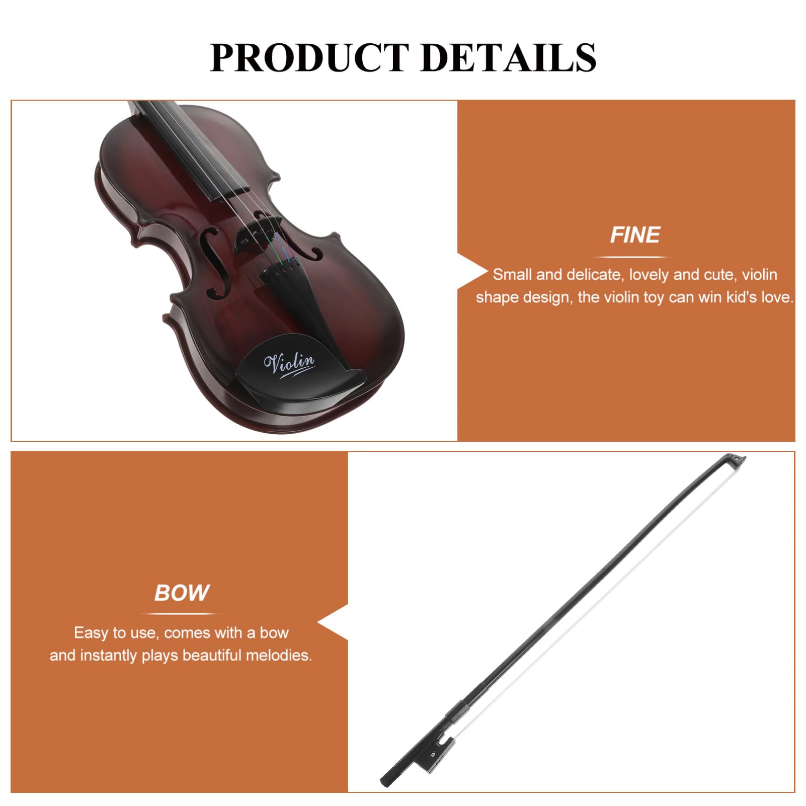 Violino Giocattolo Musicale per Bambini Marrone in Plastico | Forma Mini, Stile Piccolo e Delicato, Regalo per Compleanno, Strumento Educativo in Miniatura