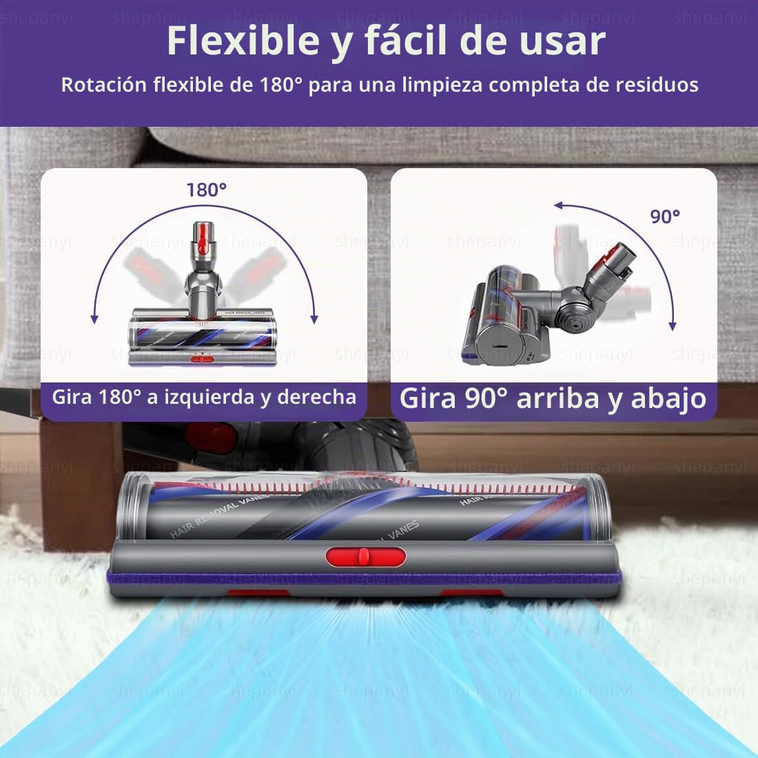Boquilla de Cepillo Compatibles con el Modelo Dyson V11,V15,V8,V7,V10 cepillo Anti - Enredo con Succión Ajustable,Cepillo de Suelo Duro y Cepillo de Repuesto para Accesorios de Alfombra.
