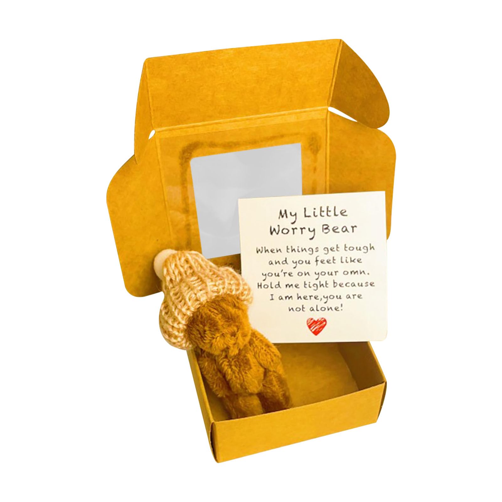 xinxinyu Handmade Mini Plush Teddy Bear in Box, ATeddyBear Hug in a Box, Little Pocket Mini Plush Bear with Inspirational Card Sympathy Gift, Motivational Gifts for Lovers and friends (Coffee)