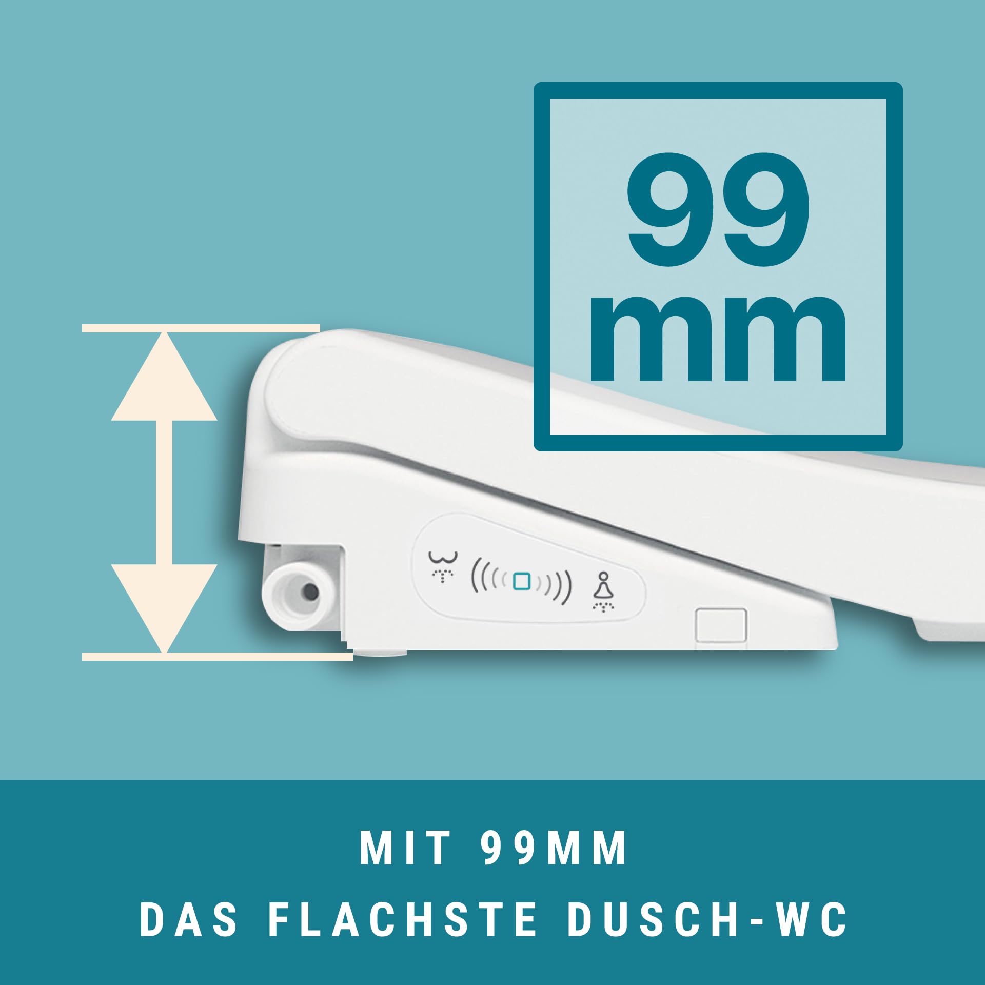 O500-U Dusch-WC Aufsatz - U-Form - extra flaches Dusch-WC mit Booster-Funktion für mehr Druck - Mit Seitenbedienteil - Für mehr Hygiene im Bad