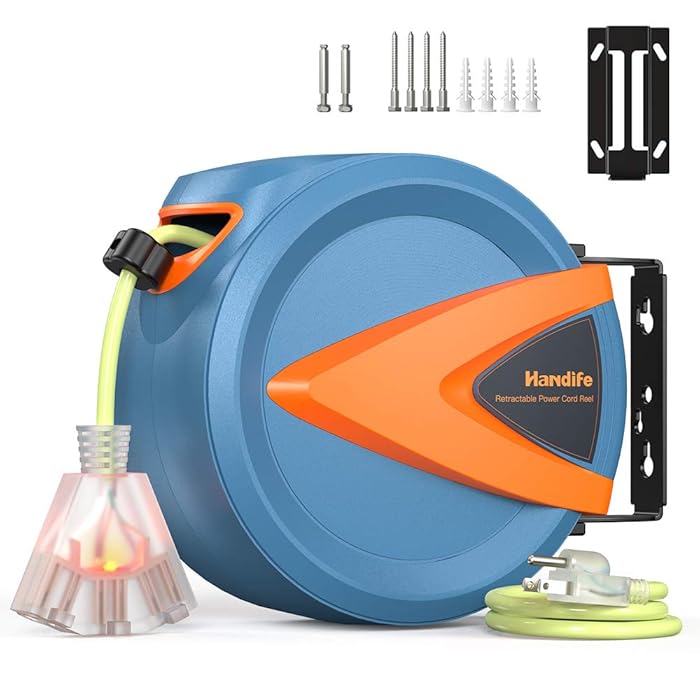 Buy Handife Retractable Extension Cord Reel with LED Lighted Triple