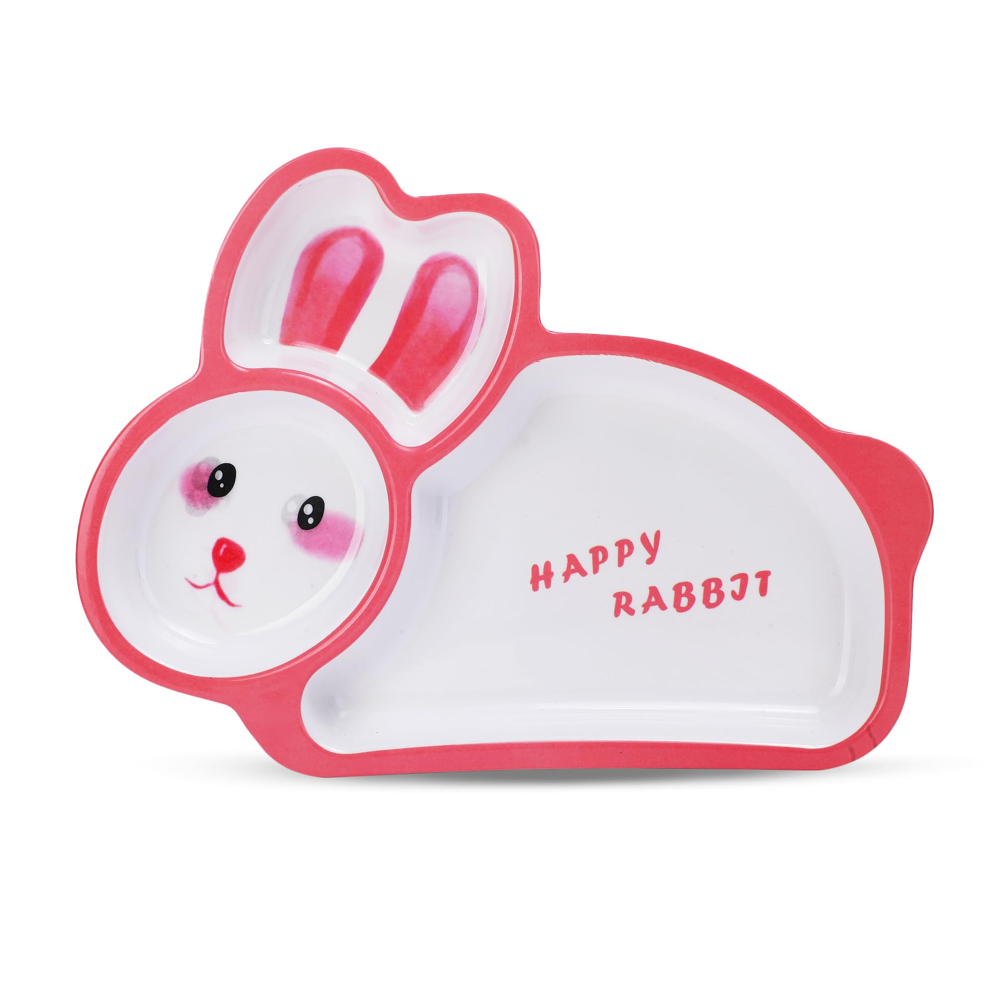 Melamine Rabbit Shape Baby Plate for Kids | Cute Bunny Printed Kids Meal Plate for Toddlers and Infants | Durable, Unbreakable and Lightweight Children's Dishware | BPA-Free and Easy to Clean-image-12