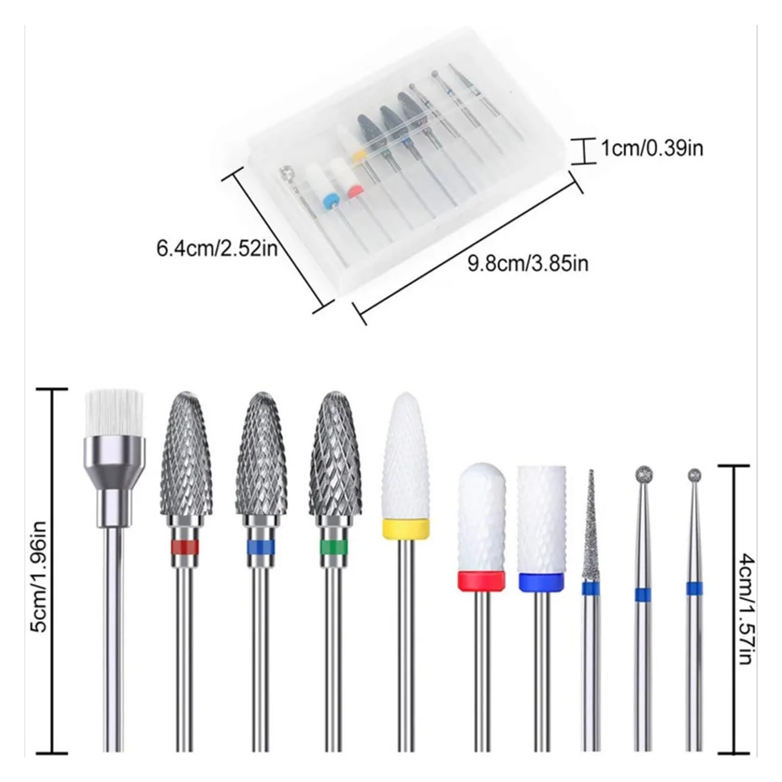Set da 10 Pezzi di Fresa for Manicure in Ceramica for Unghie, Strumento for la rimozione del Gel