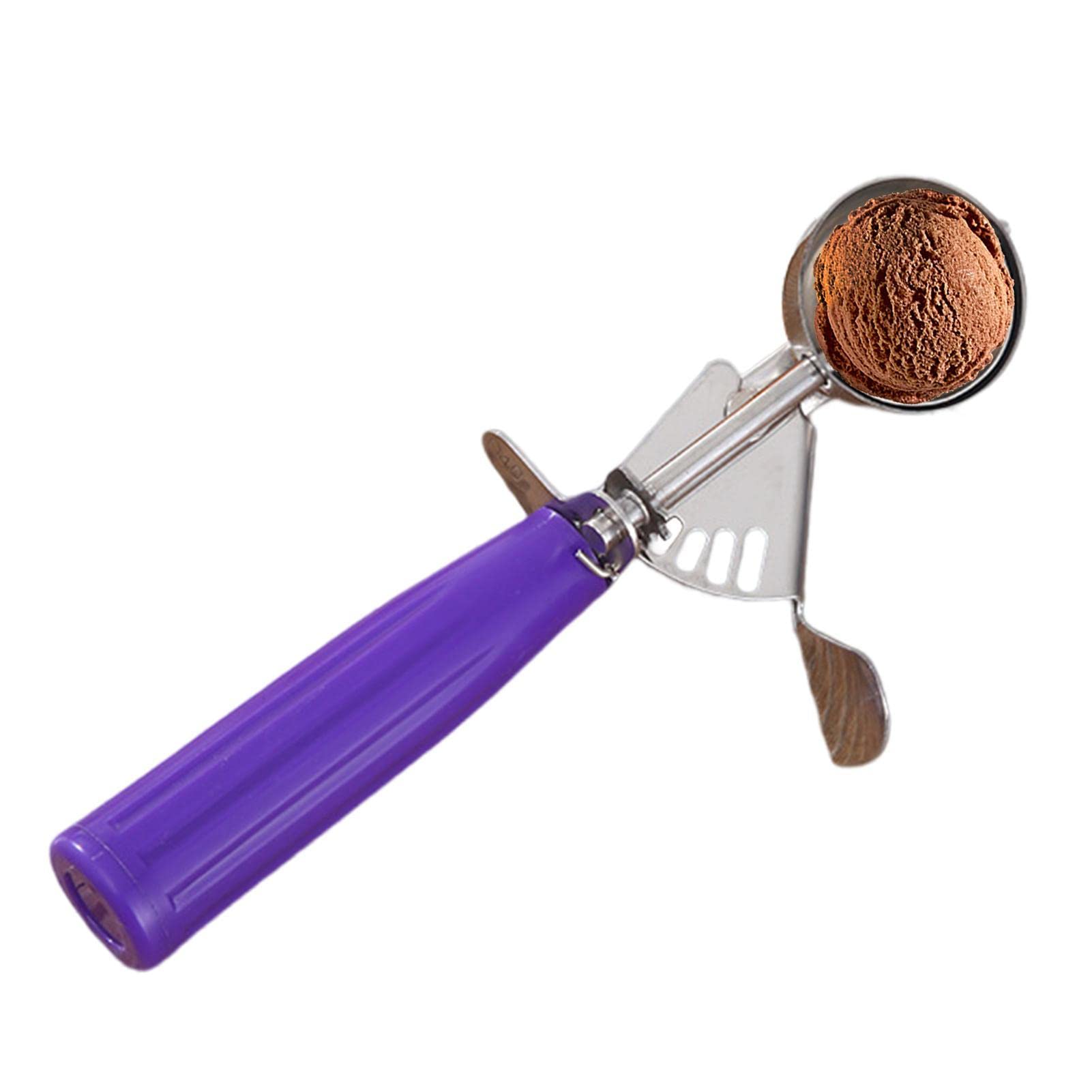 Paletta per gelato,Porzionatore gelato, Paletta per Gelato in Acciaio Inox con Rilascio del Grilletto, palline di melone, polpette, torte, biscotti, impasto per biscotti e riso(Nero