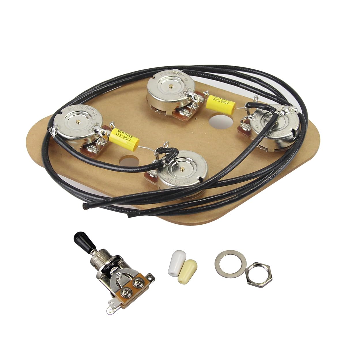 FLEOR Kit di cablaggio precablato 2T2V con interruttore a levetta a 3 vie a 4 fori vasi da 500K per chitarra LP LP