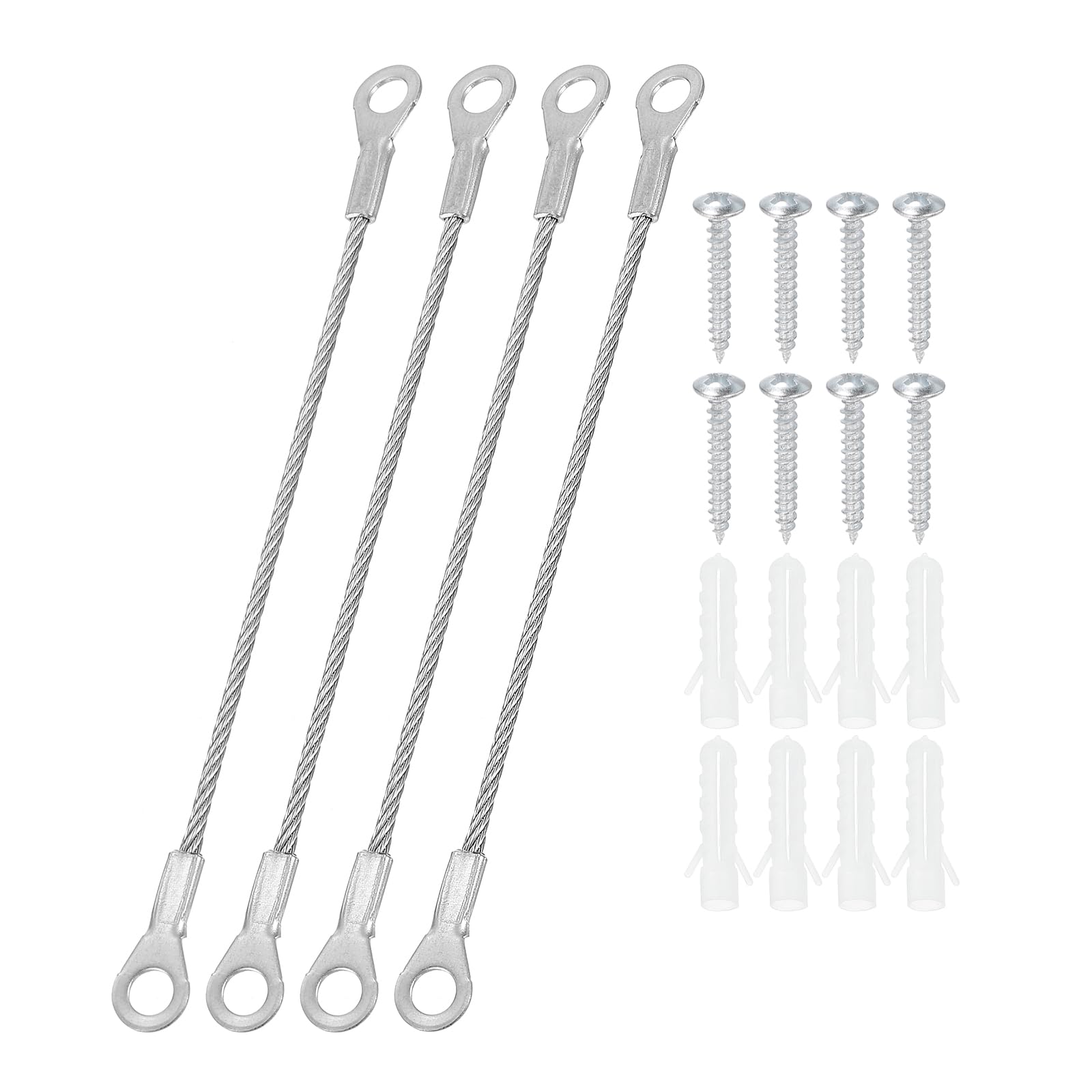 PATIKIL Cavo Lanyard Acciaio Inossidabile Occhielli 0.08" x 4" 2mm x 10cm, 4pz Filo Sicurezza Viti Montaggio per Appendere Luci da Palco