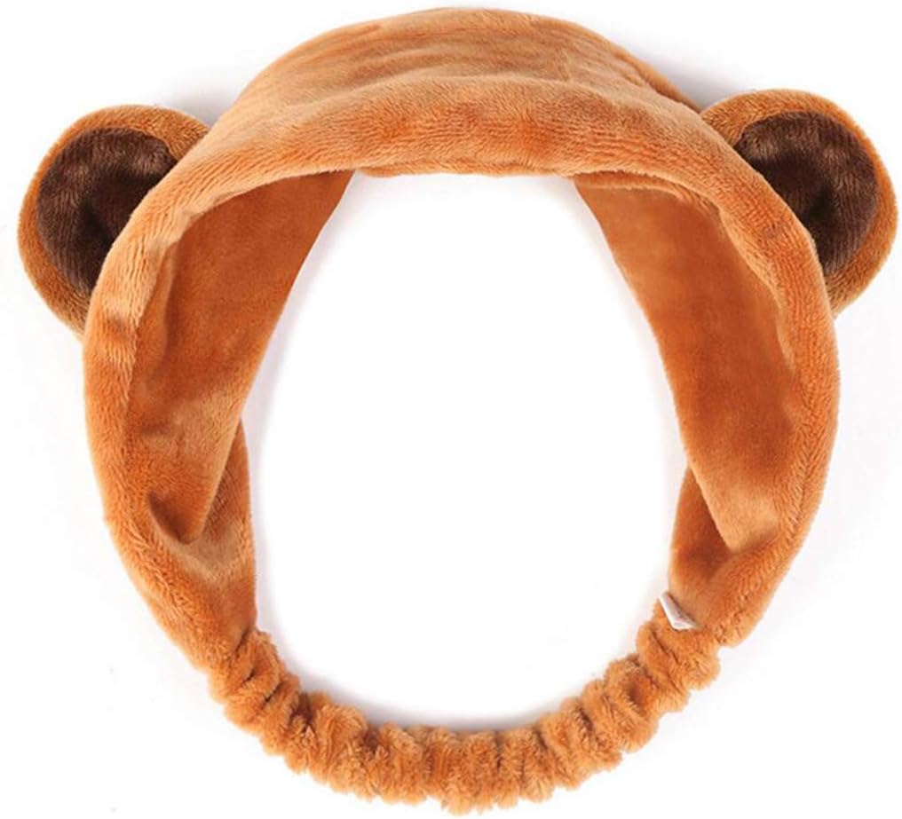 Lovely Soft Carol Fleece Panda Bear Makeup Cosmetic Shower Elastic Hair Band Spa Headband Wash Face Hairlace Headband (Bear)