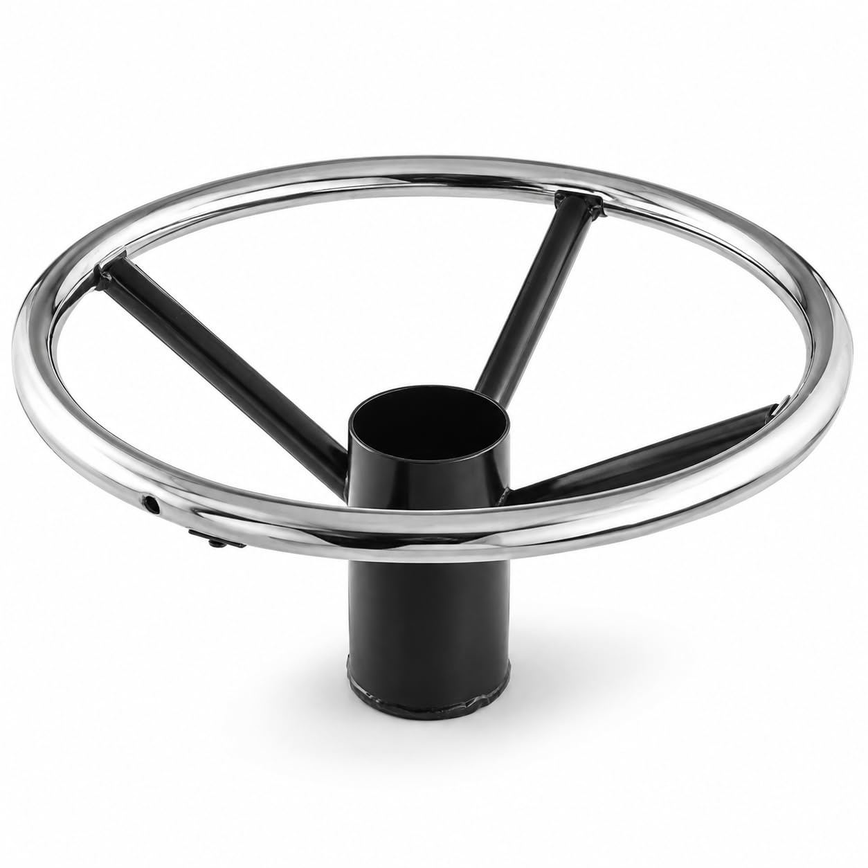 Chrome Foot Ring for Bar Height Metal Table Base by Glownary – 22 Inches X 30 Inches, Cast Iron, Black, Model Glownary-cfr-17.25