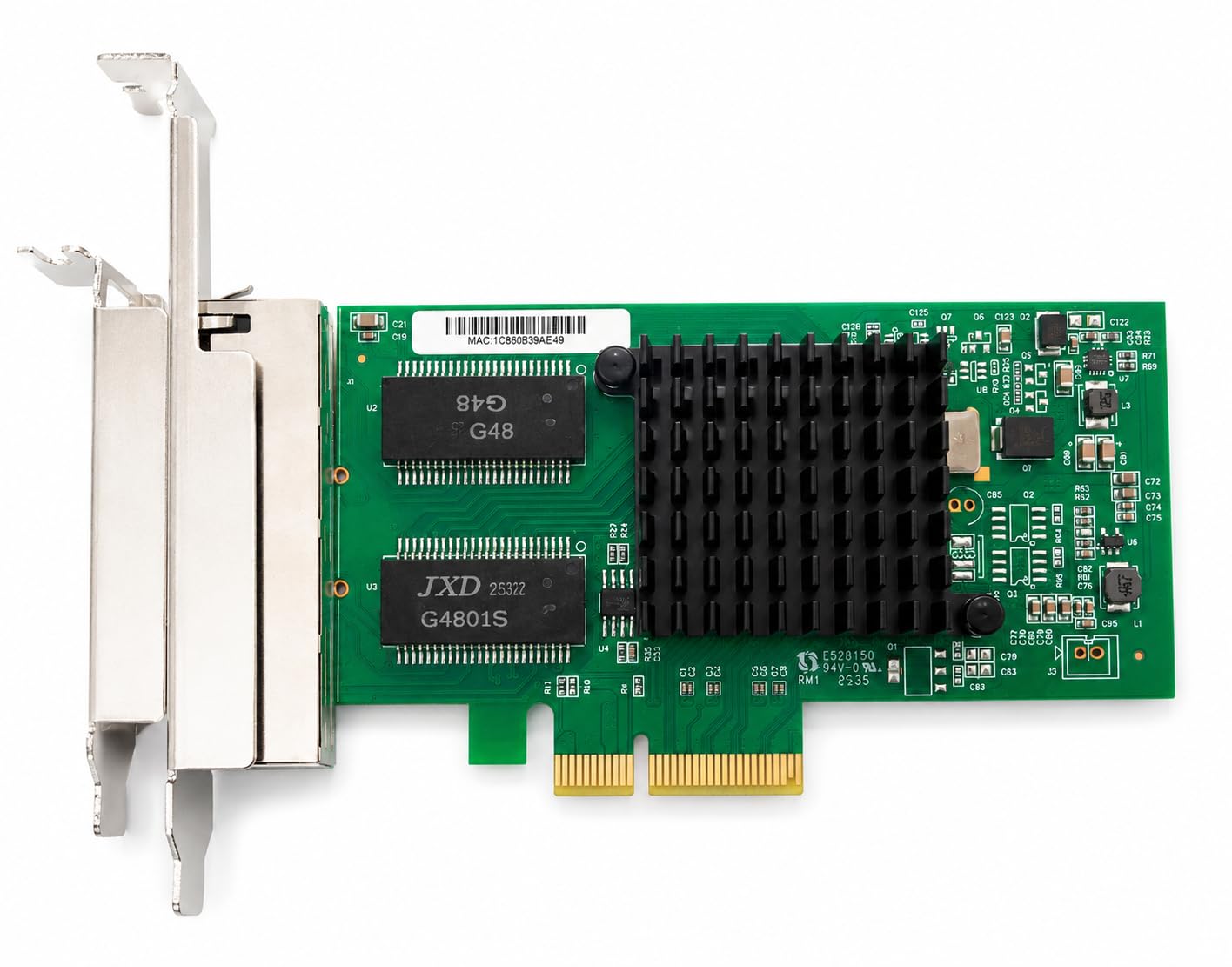 ACTON Carte Réseau 4 Ports Gigabit Ethernet RJ45 I350-T4 PCIe x4 – 10/100/1000 Mbps – Adaptateur LAN pour Serveur, Workstation, PC et NAS – Compatible Windows, Linux, VMware ESXi et pfSense